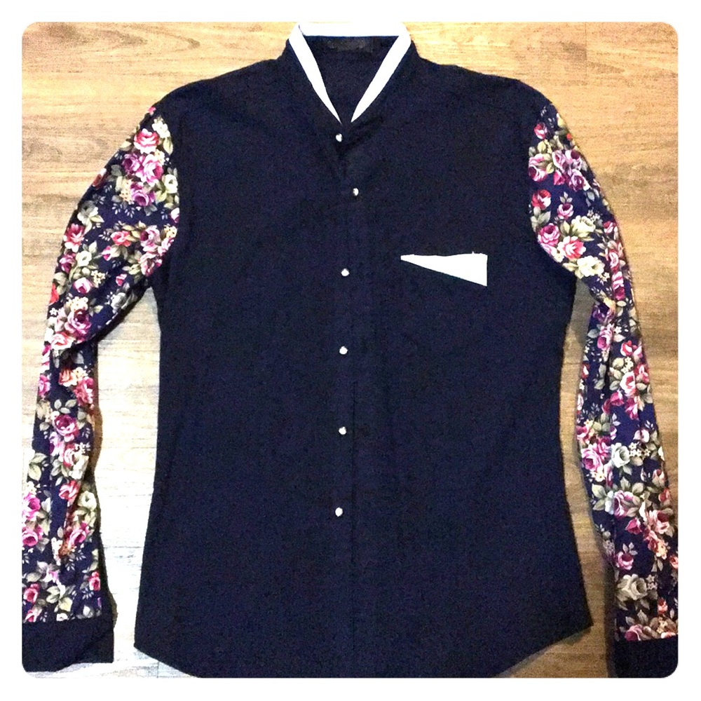 Floral long sleeve dress shirt button down